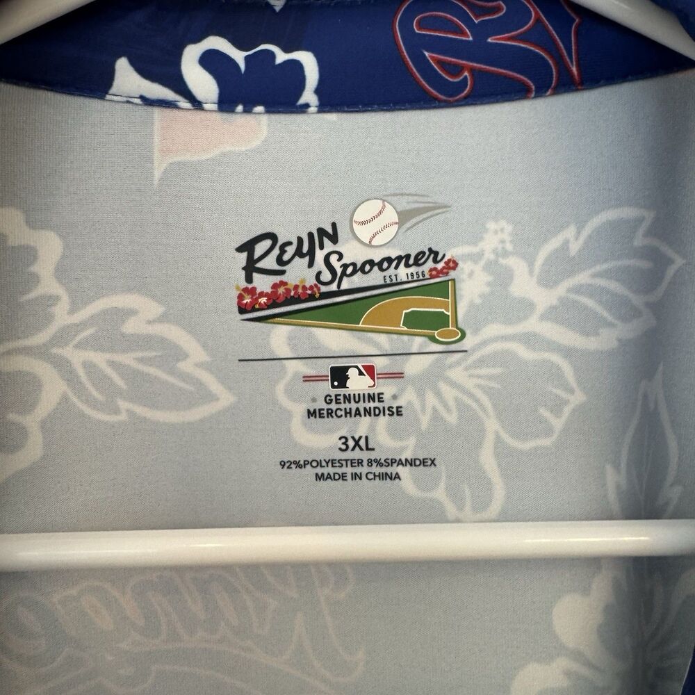 Reyn Spooner Texas Rangers Polo Shirt Mens 3XL Blue MLB Hawaiian Aloha - Picture 3 of 6